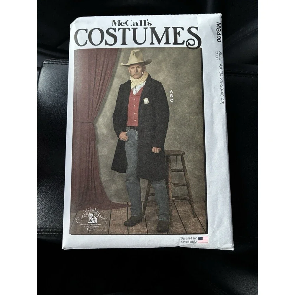 Coat Vest Costume Mens Size 34-42 UNCUT Pattern m8400 Western Sheriff Bandana